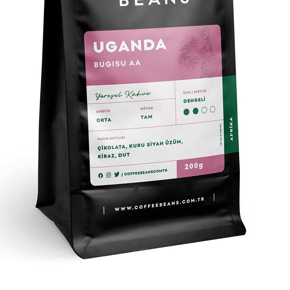Uganda Bugisu AA Kavrulmuş Filtre Kahve Çekirdeği