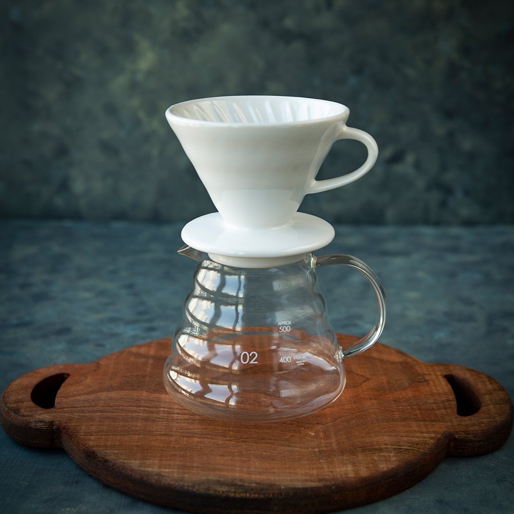 V60 02 Dripper Seramik Kahve Demleme Fincani Beyaz Coffee Beans